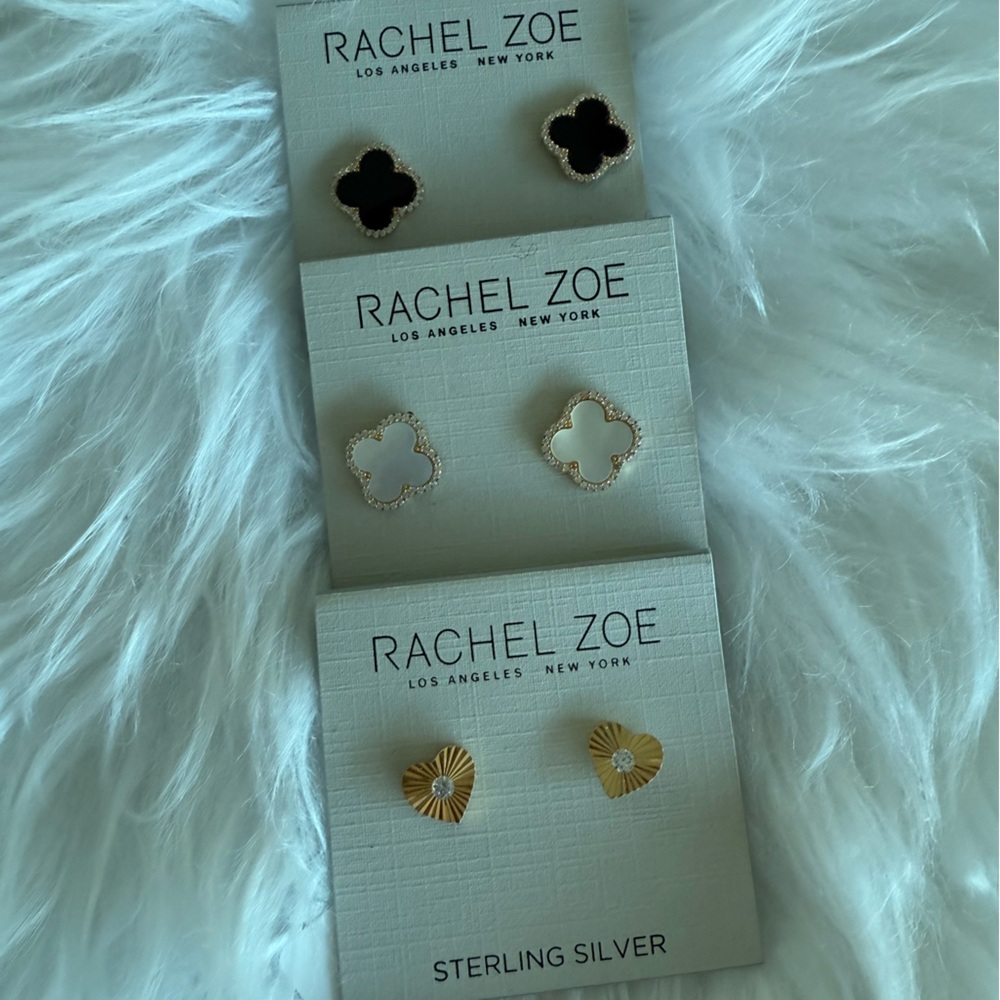 Rachel Zoe Gold and Black Earring Trio